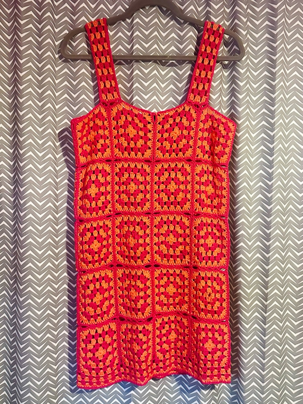 VICI | Solana Patchwork Crochet Mini Cover Up Dress, Small - Picture 6 of 10
